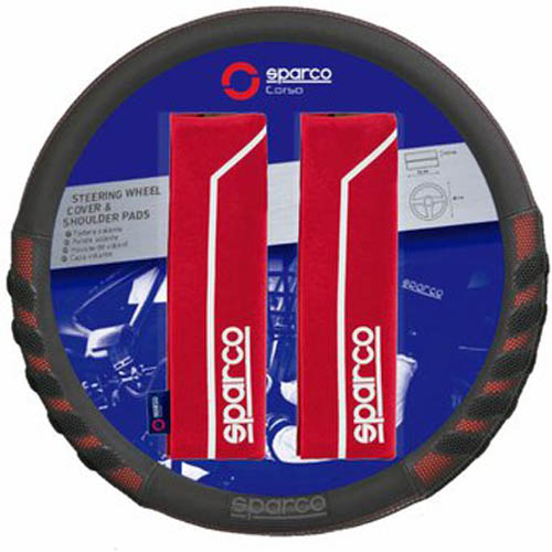 FUNDA PARA VOLANTE + CUBRE CINTURÓN SPARCO ROJO SPS106RD_C